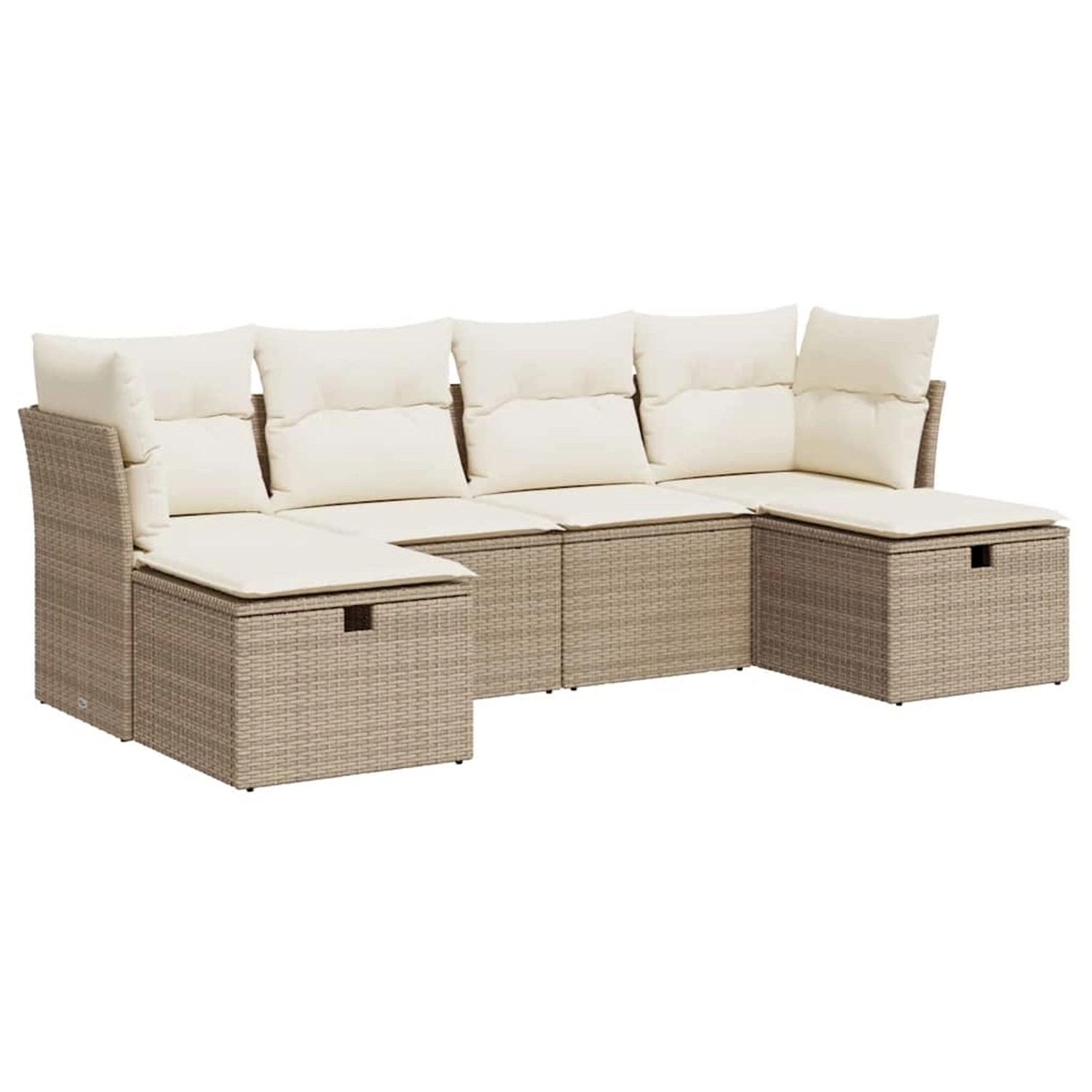 vidaXL 6-Tlg Garten-Sofagarnitur mit Kissen Beige Poly Rattan 3325324 günstig online kaufen
