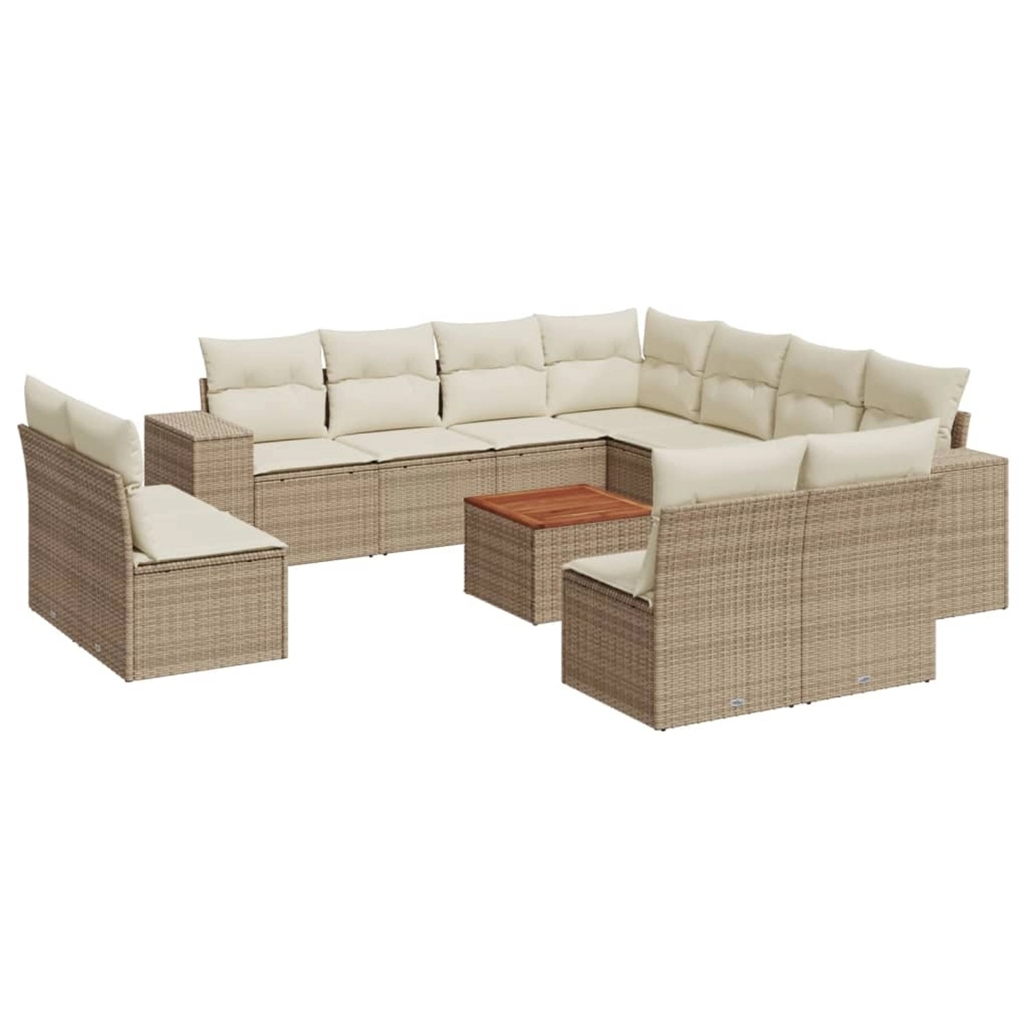 vidaXL 12-Tlg Garten-Sofagarnitur mit Kissen Beige Poly Rattan 3257836 günstig online kaufen