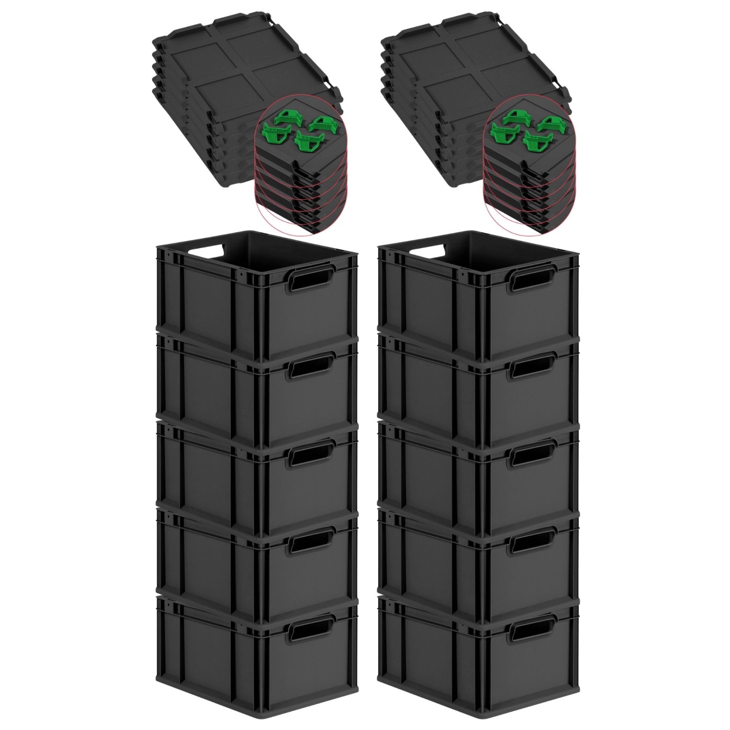 PROREGAL SuperSparSet 10x Eurobox Nextgen Grip Mit Scharnierdeckel Und Grün günstig online kaufen