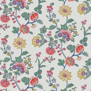 Bunte Joules Vliestapete Vine Cottage Floral mit Blumenmuster für eine stilvolle Wandgestaltung.