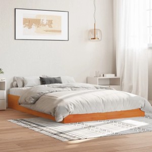 vidaXL Massivholzbett ohne Matratze Wachsbraun 160x200 Kiefernholz 844816