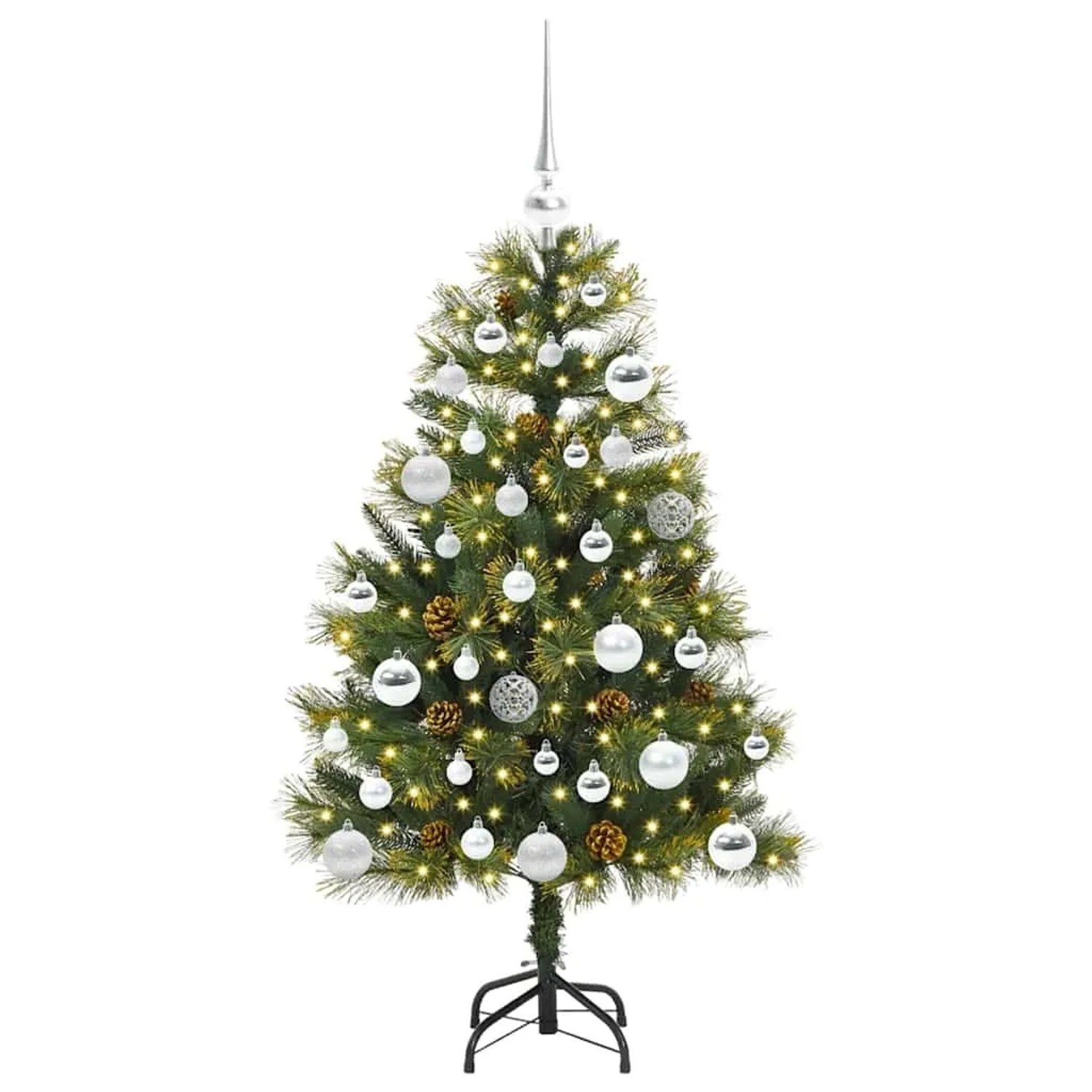 vidaXL Künstlicher Klapp-Weihnachtsbaum mit Tannenzapfen Grün 120 cm 3395076
