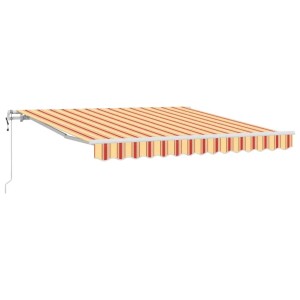 vidaXL Einziehbare Markise, gelb-orange gestreift, 350x250 cm, für Terrasse & Balkon.