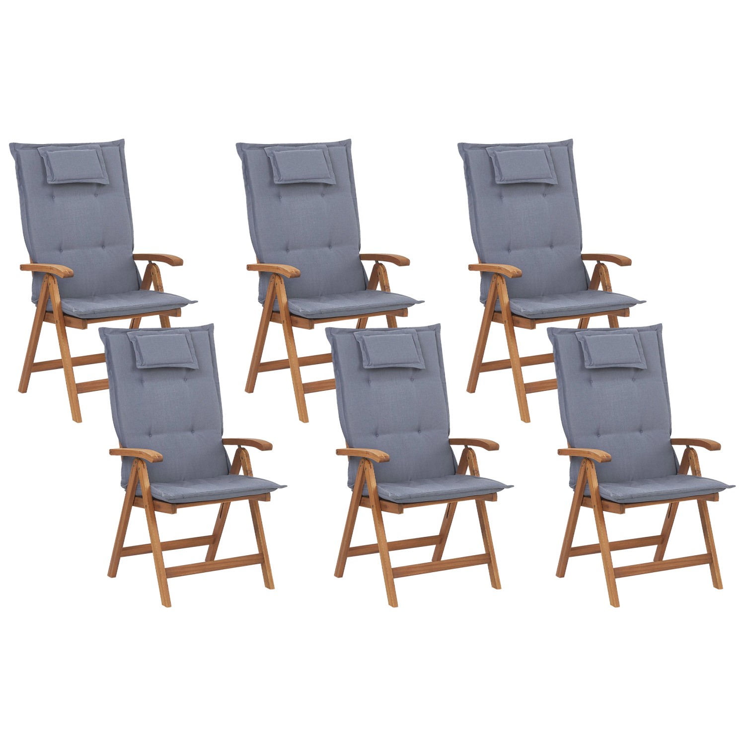 Beliani Gartenstuhl Heller Holzfarbton Blau 69x54x105 günstig online kaufen