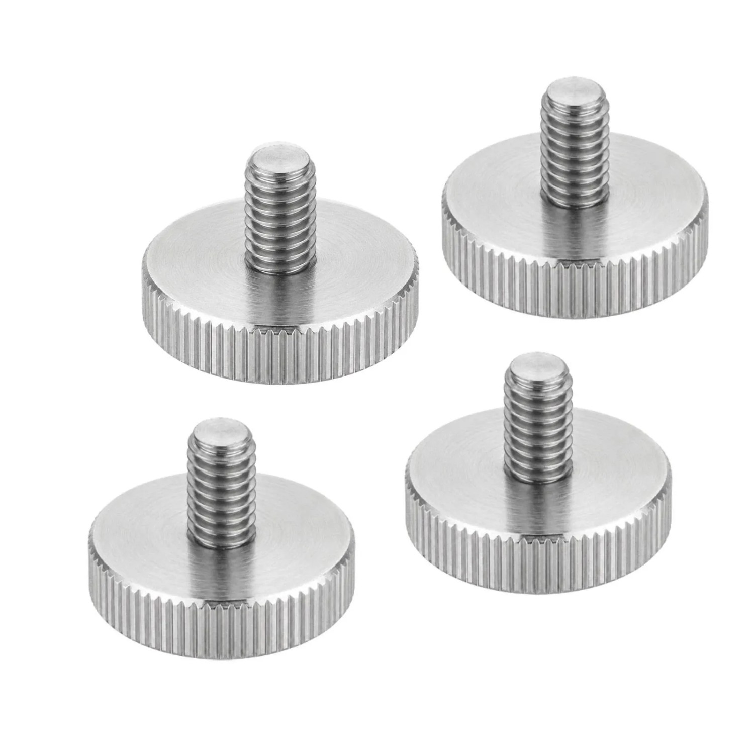 SOTECH 4x Rändelschrauben M6 x 12 mm Flache Ausführung Ohne Schaft Kopf Durchmesser 24 x 5 mm DIN 635 Edelstahl V2A SS304