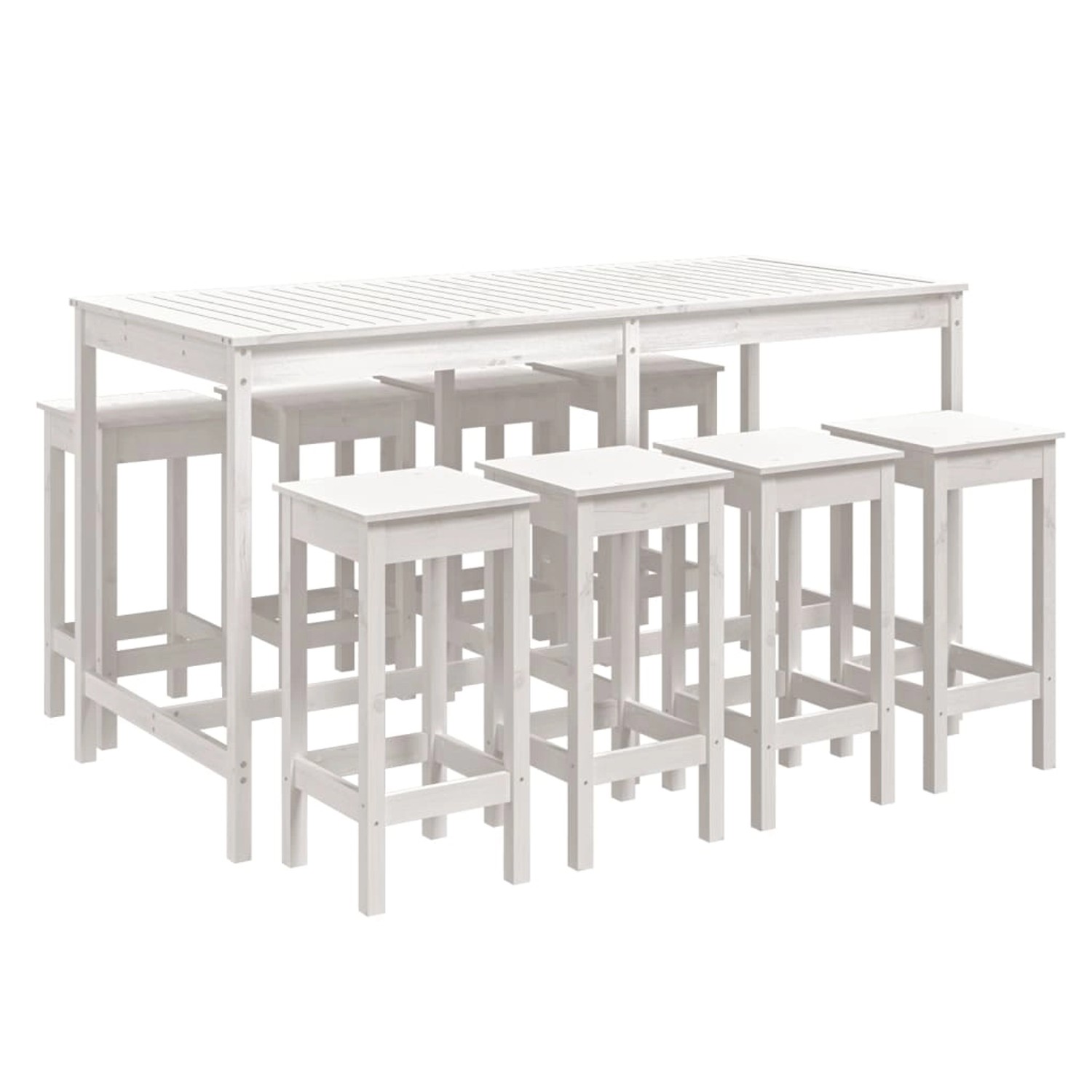 vidaXL 9-Tlg Gartenbar-Set Weiß Massivholz Kiefer 3154766