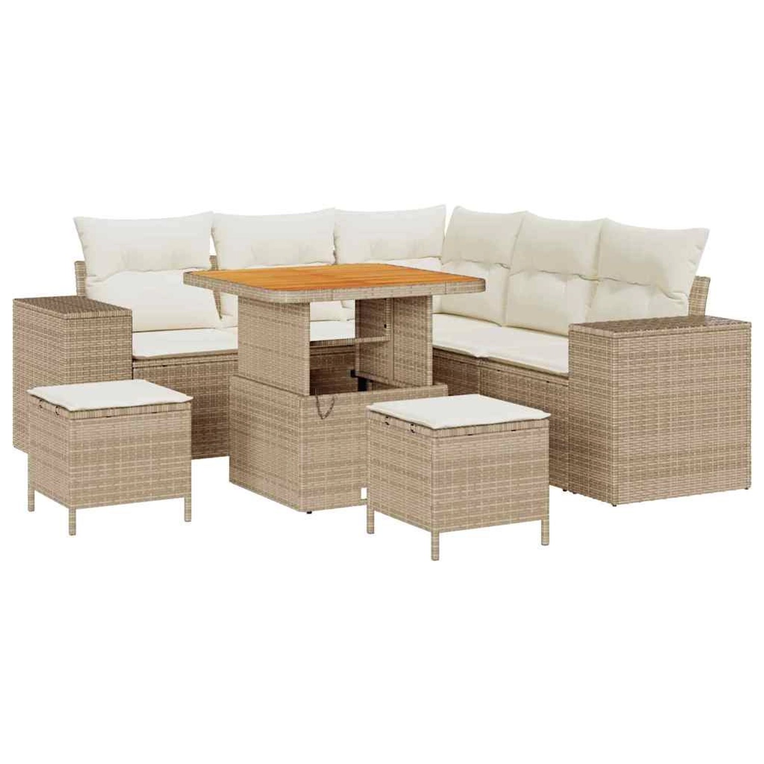 vidaXL Garten-Sofa-Set 8-Tlg Beige Poly Rattan 3362001 günstig online kaufen
