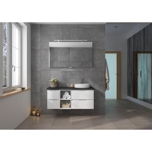 Pelipal Flächenspiegel 4035, 120 cm breit, mit LED-Leuchte im modernen Badezimmer.