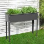 Anthrazitfarbenes Floraworld Hochbeet Season 100x40x80 cm mit Bepflanzung im Garten.