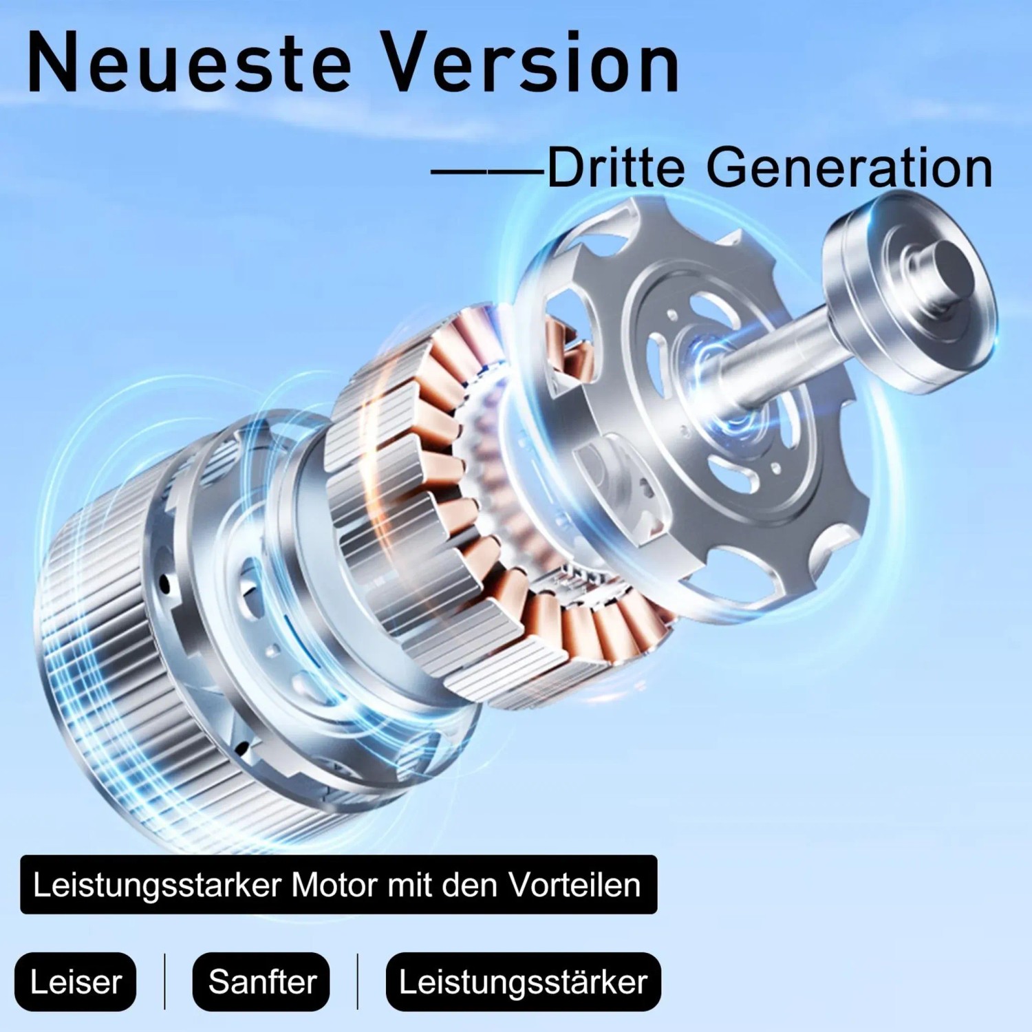 Detailaufnahme des Motors vom HOMAVO Schreibtischgestell, höhenverstellbar und elektrisch.