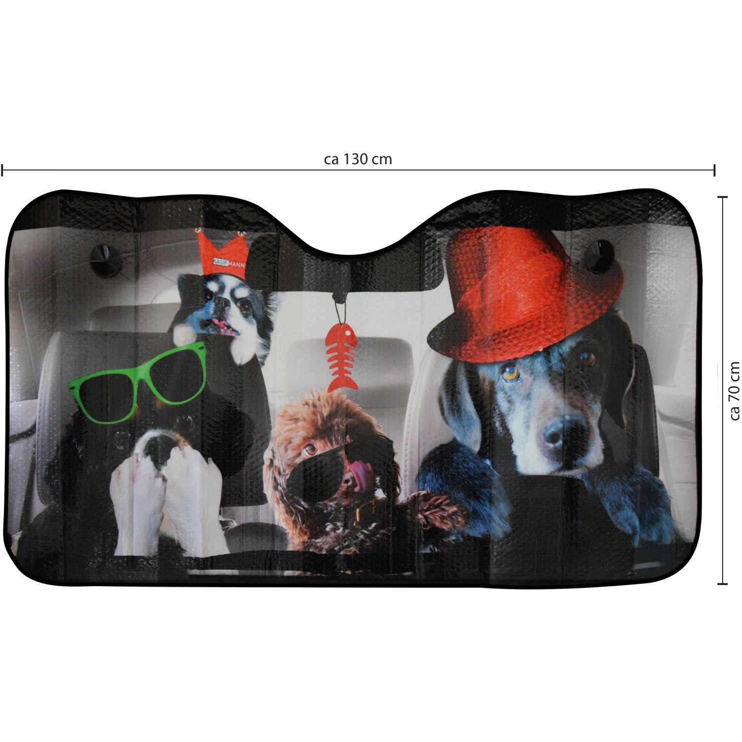 OkCars Frontscheibensonnenschutz mit Hunde-Motiv, 130x70 cm, für PKW Innenausstattung.