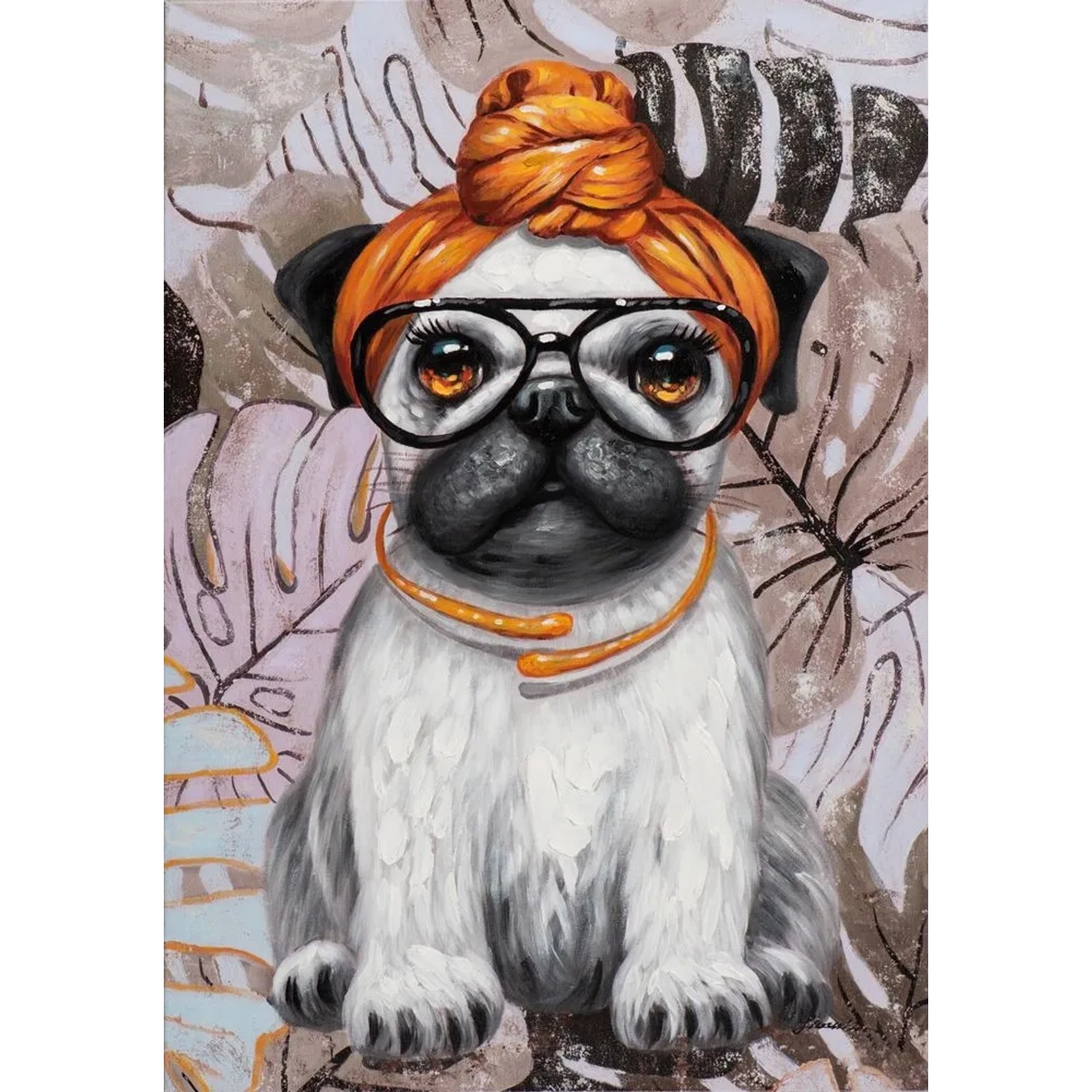 Art Universe Leinwandbild Mops mit Tuch 70 x 100 cm
