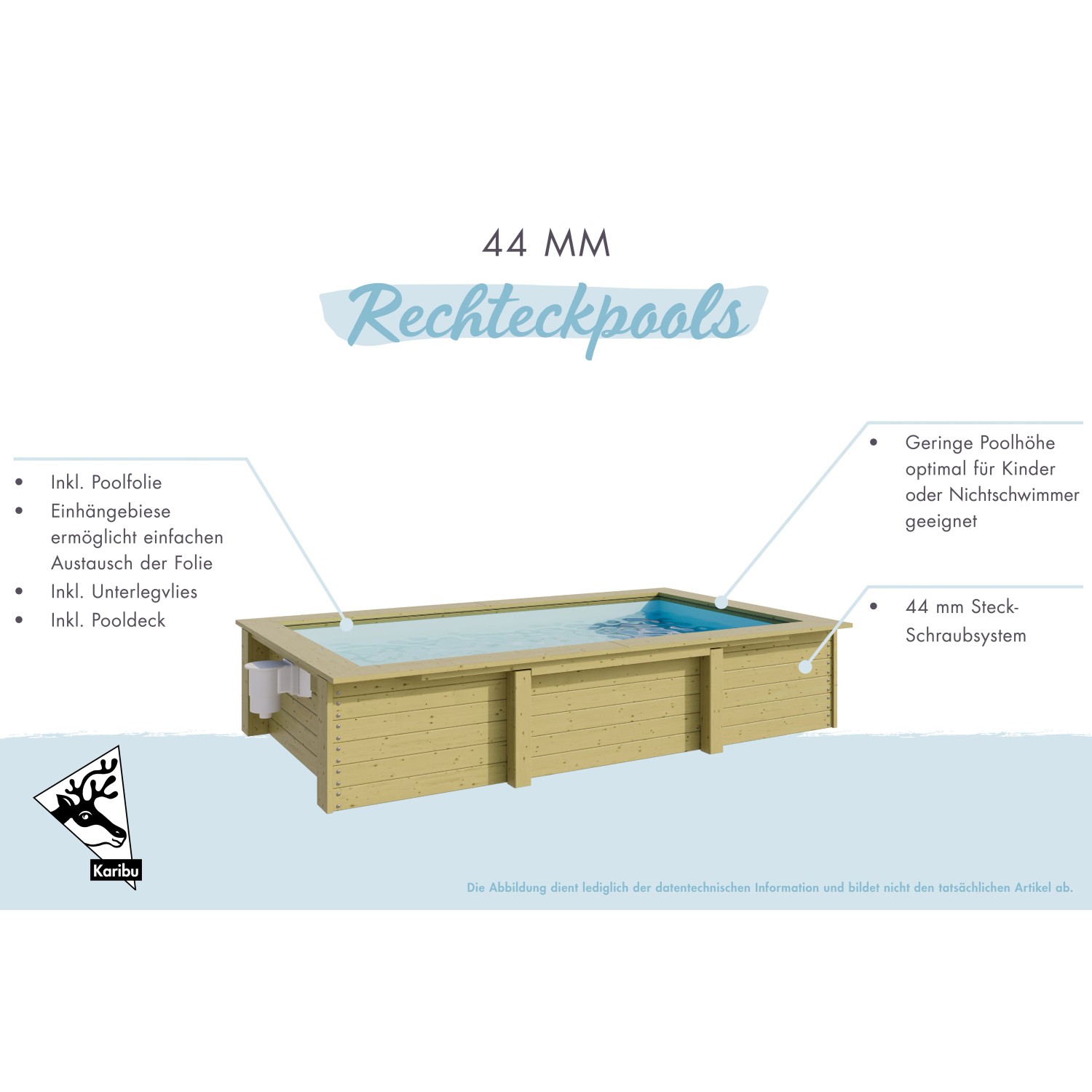 Karibu Holzpool Triton, kesseldruckimprägniert, mit Poolfolie und Leiter. Ideal für Garten und Familie.