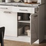 Vicco R-Line Küchenblock, 100 cm, Weiß Hochglanz mit Marmor Arbeitsplatte. Details der Küchenzeile.
