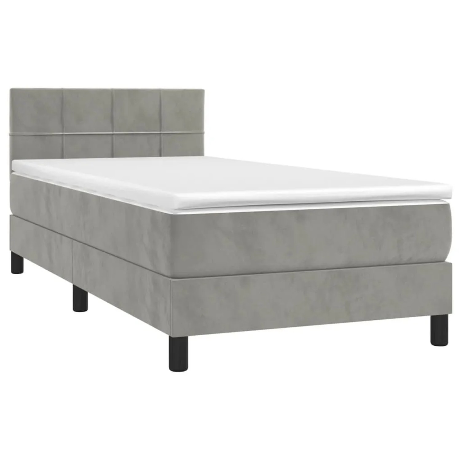 vidaXL Boxspringbett mit Matratze Hellgrau 90x190 cm Samt 3141275 günstig online kaufen