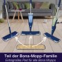 Bona Mikrofaser Auftrags-Pad für Polish/Refresher mit Bona Mopps auf Holzboden.