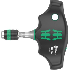Wera Quergriff-Bits-Handhalter 416 RA mit Ratsche und Schnellwechselfutter für Schraubendreher-Bits.