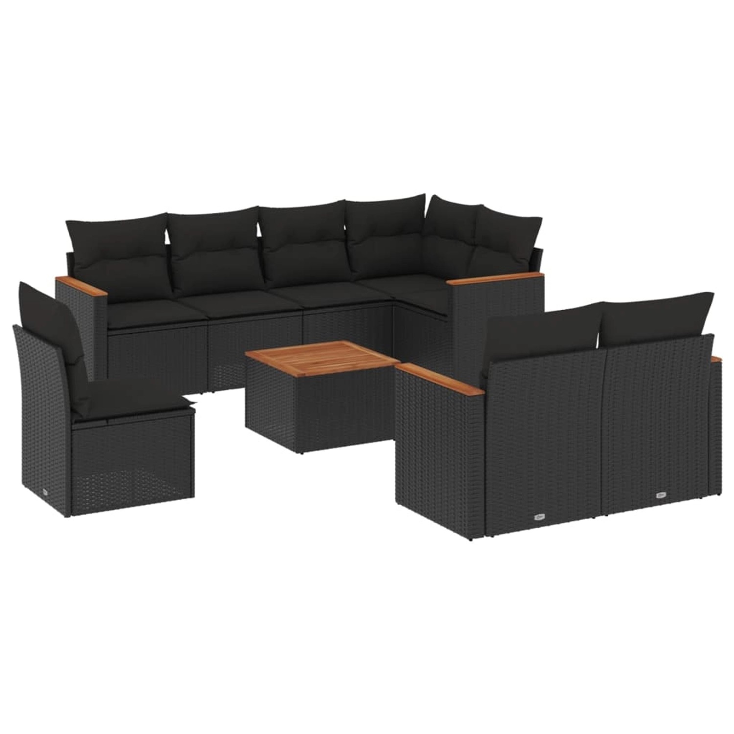 vidaXL 9-Tlg Garten-Sofagarnitur mit Kissen Schwarz Poly Rattan 3226167 günstig online kaufen