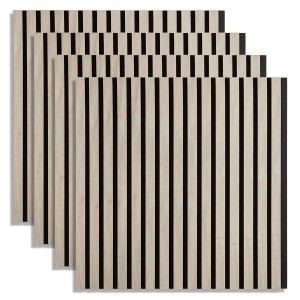 Homestyle4u Akustikpaneele Holz Grau 60x60 cm 4er Set Wandpaneele Paneele 2662