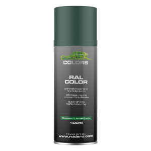 COLORS Sprühlack RAL6005 Moosgrün Seidenmatt, 400ml Spraydose. Schnelltrocknend, hochdeckend für Buntlack.