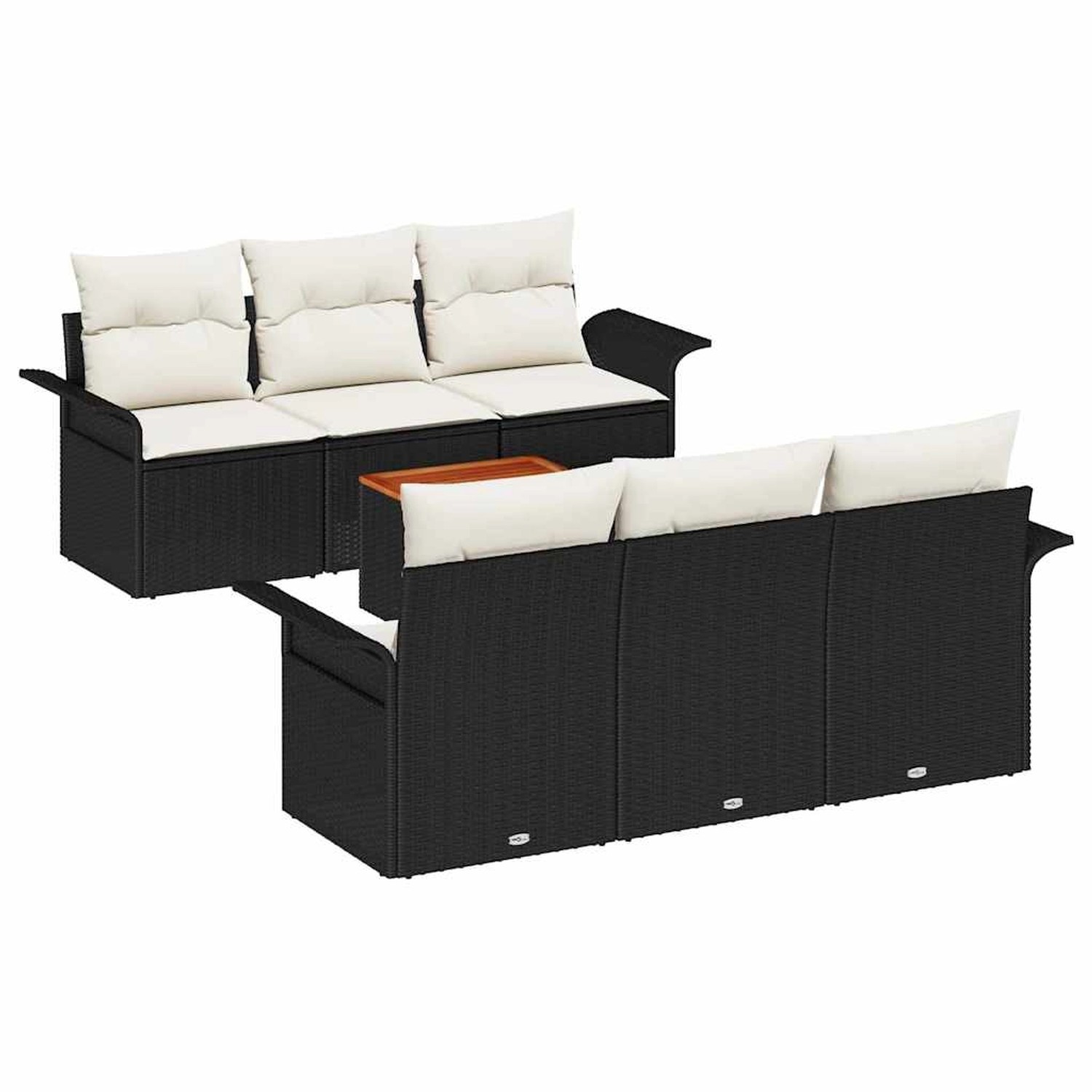 vidaXL Garten-Sofa-Set 7-Tlg Schwarz Poly Rattan 3347271 günstig online kaufen