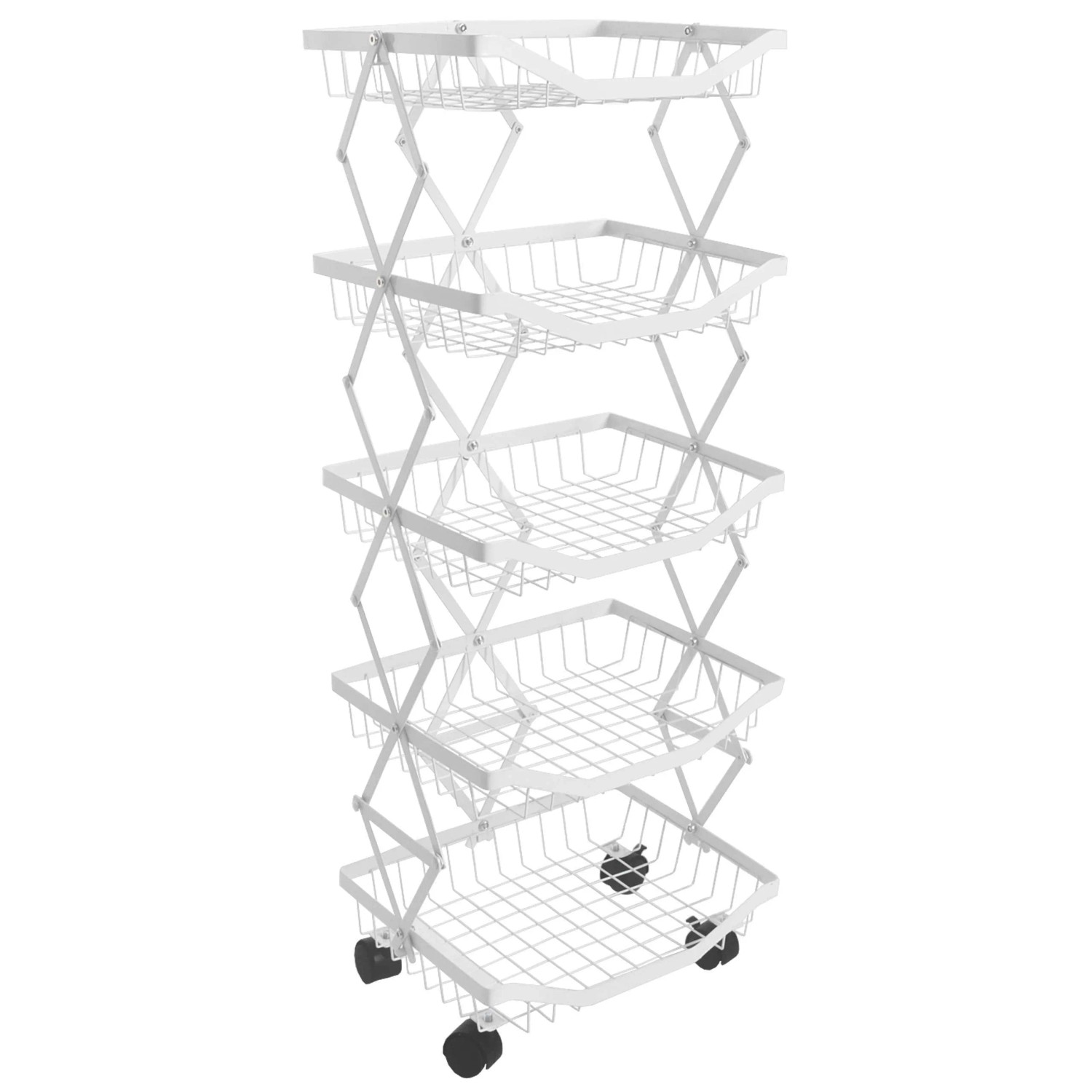 MCW Regal N53 Korb Faltbar Rollbar Eisen 95x39x28cm Weiß