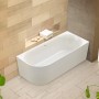 Weiße Ottofond Eckbadewanne Mince Corner XS (155x80 cm) im modernen Badezimmer.