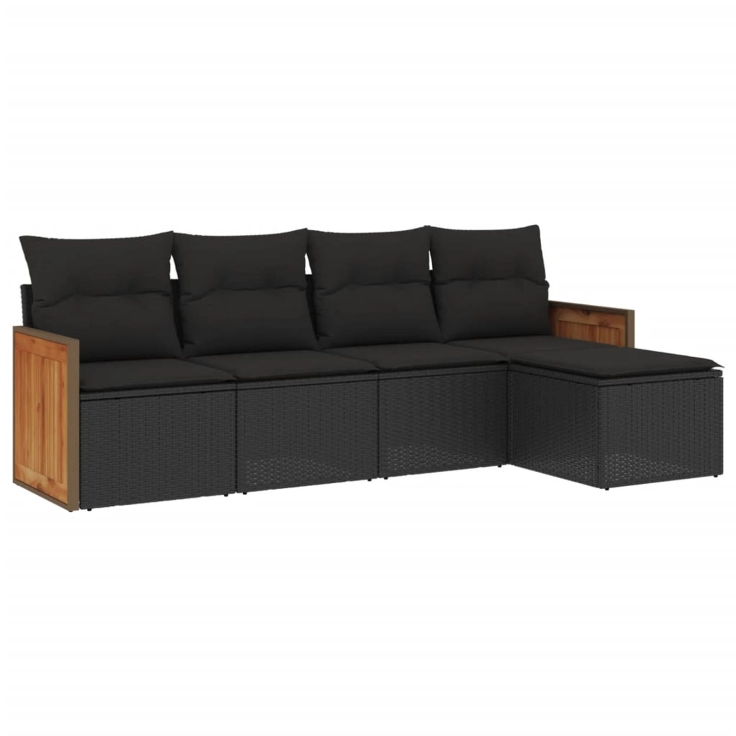 vidaXL 5-tlg Garten-Sofagarnitur mit Kissen Schwarz Poly Rattan Modell 137 günstig online kaufen