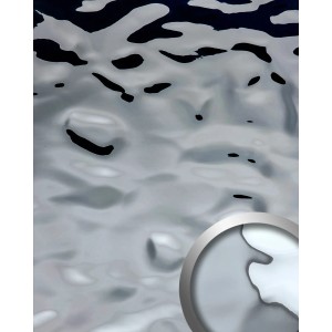 WALLFACE Wandpaneel 27027 OCEAN Silver in Metall-Optik, spiegelnd. Silberne Wandverkleidung.