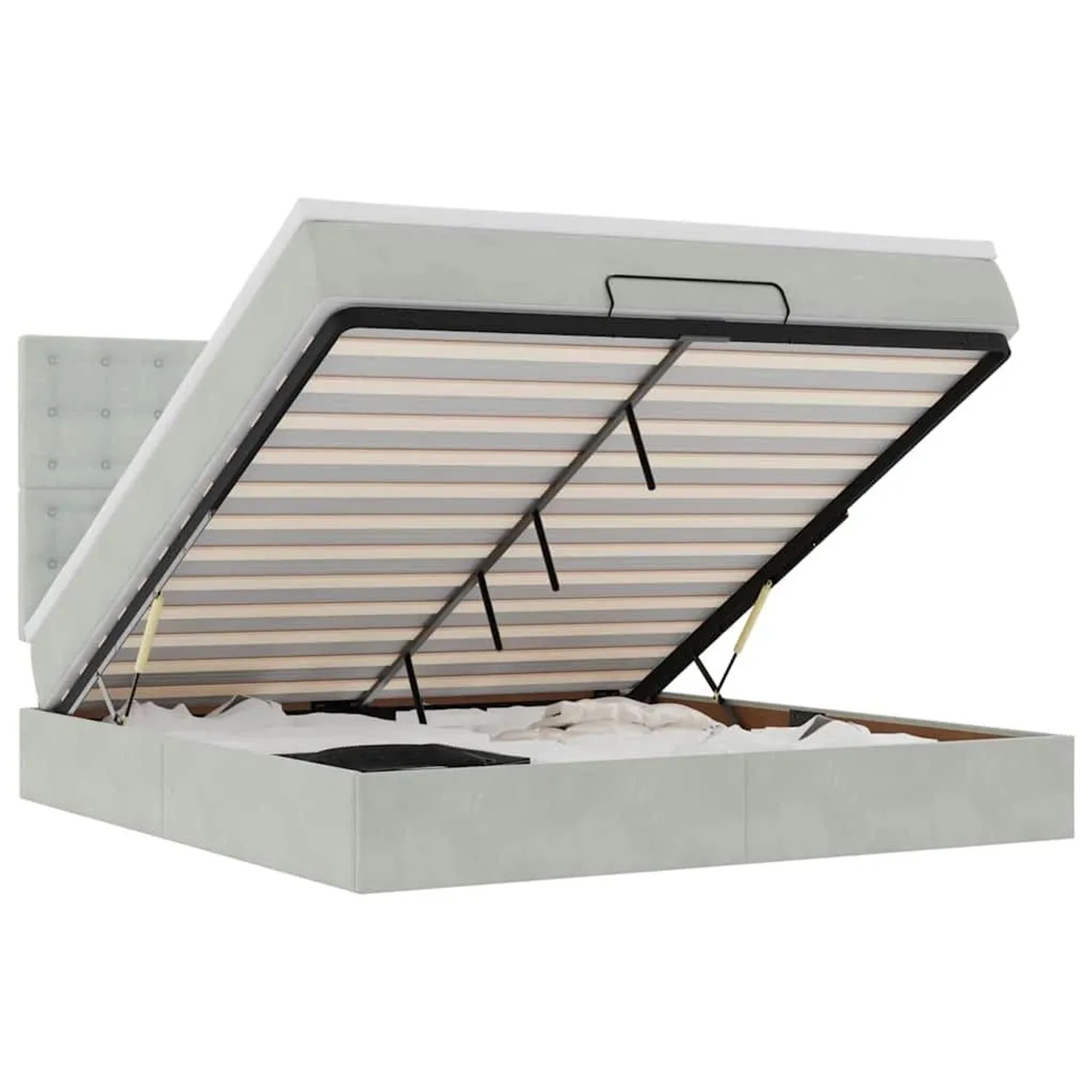 vidaXL Ottoman-Bett mit Matratzen Hellgrau 160x200 cm Samt 3313625