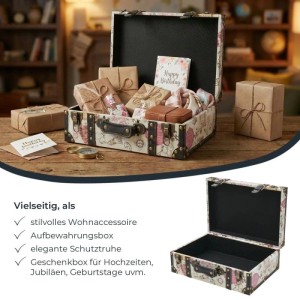HMF VKO105 Vintage Vintage Koffer Truhe Holzkiste Holz 2er Set Versch Größen Deko Barock
