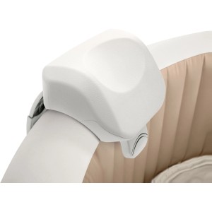 Weiße Intex Kopfstütze aus Schaumstoff für Whirlpool, ergonomisch geformt für Kopf und Nacken.