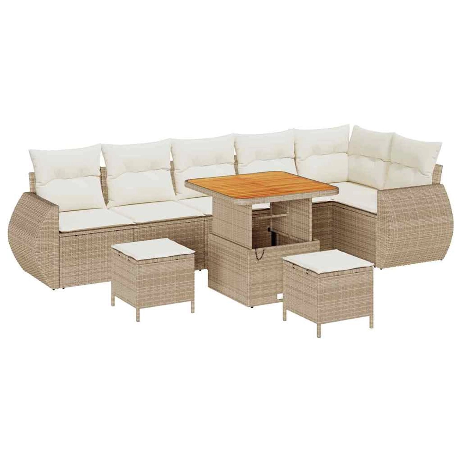 vidaXL Garten-Sofa-Set 9-Tlg Beige Poly Rattan 3361891 günstig online kaufen