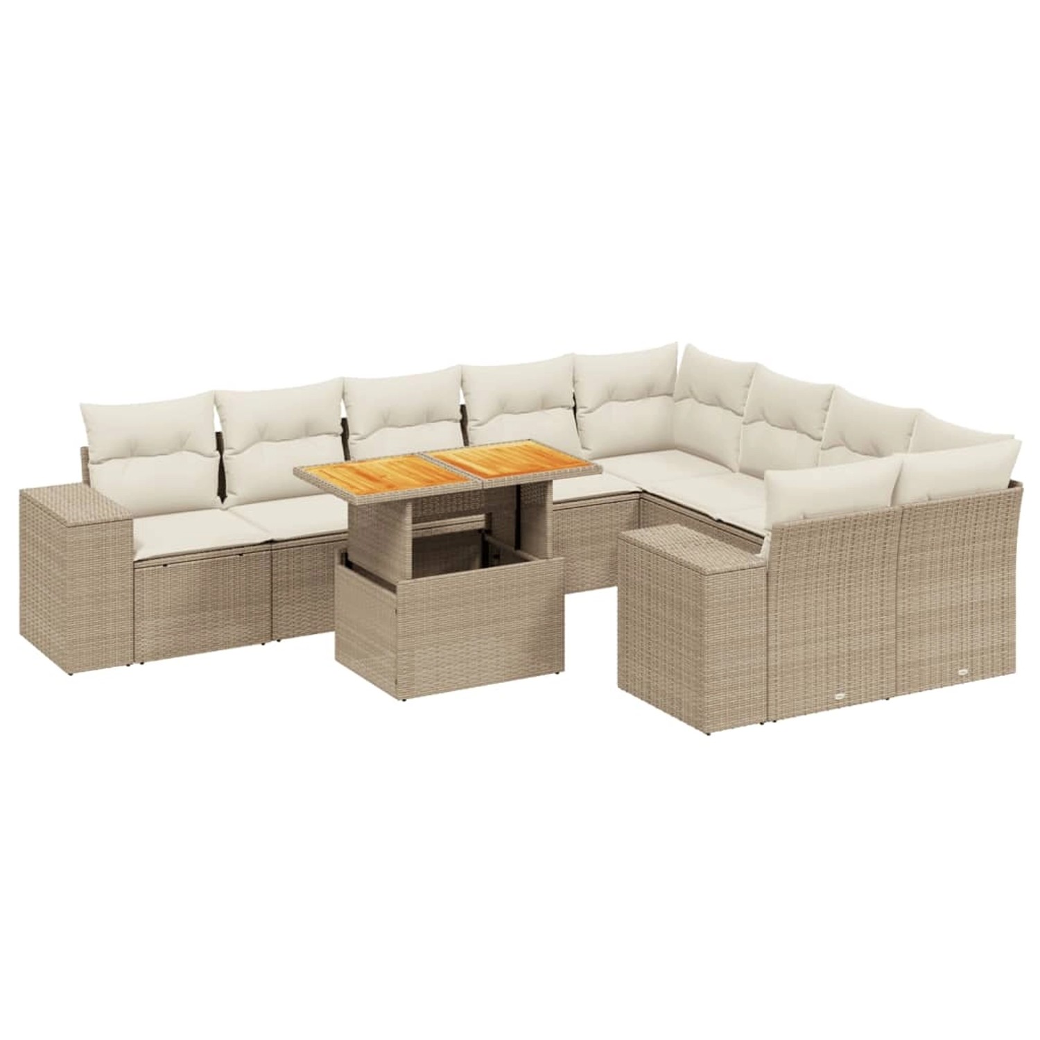 vidaXL 10-tlg Garten-Sofagarnitur mit Kissen Beige Poly Rattan Modell 205 günstig online kaufen