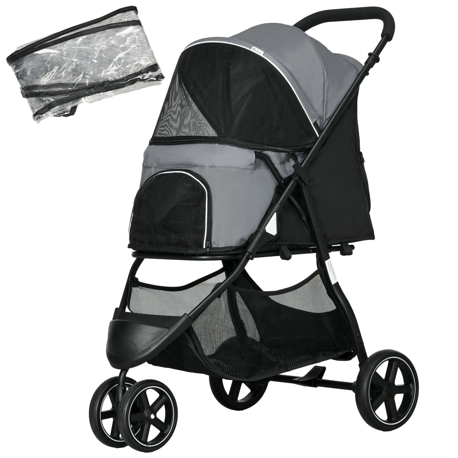 PawHut Hundewagen  Oxford Stahl Haustierwagen Grau 83L x 55B x 101H cm