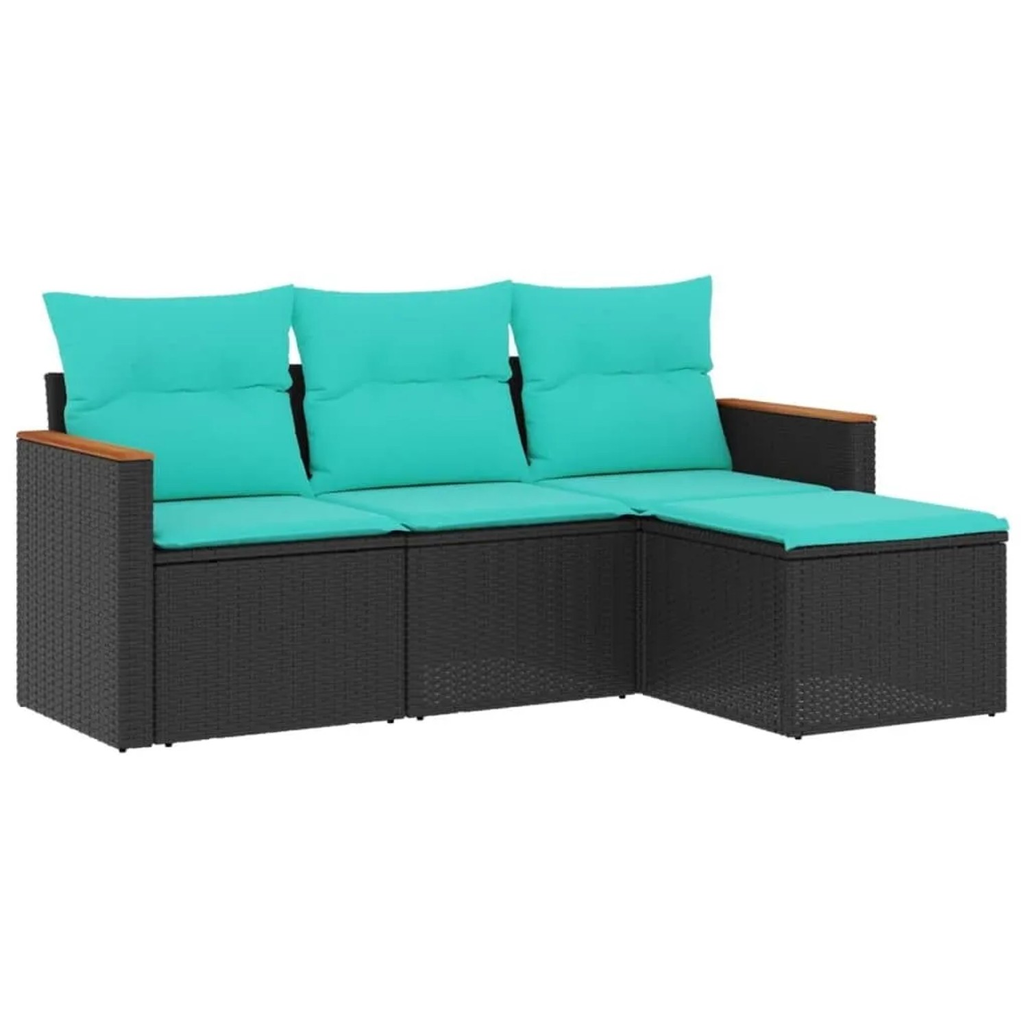 vidaXL 4-Tlg Gartensofa-Set mit Kissen Schwarz Polyrattan 3225903 günstig online kaufen