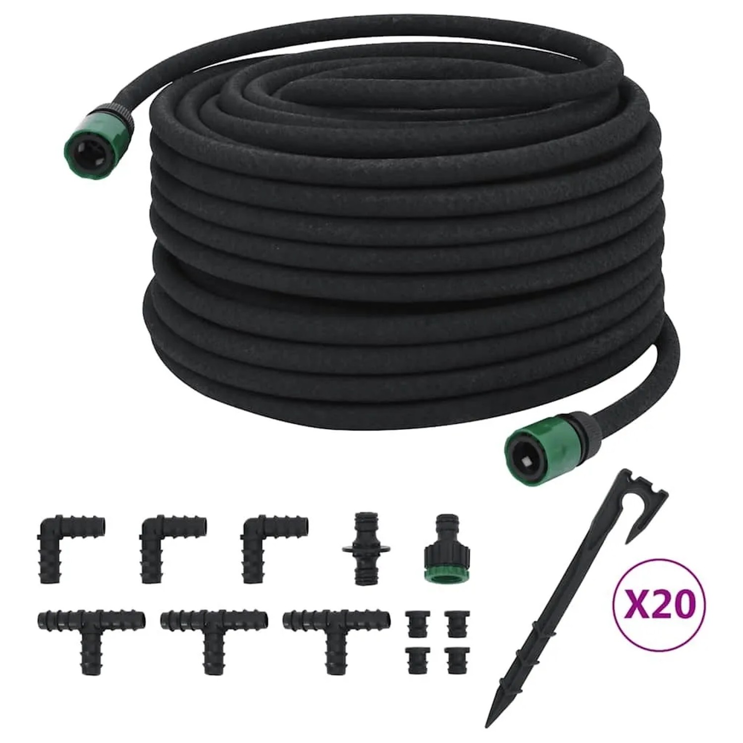 vidaXL Tropfschlauch Schwarz 50 m Gummi 155872_2