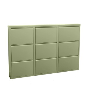 ebuy24 Pisa Schuhschrank mit 9 Klappen in Grün, Metall. Schuhkommode fertig montiert.