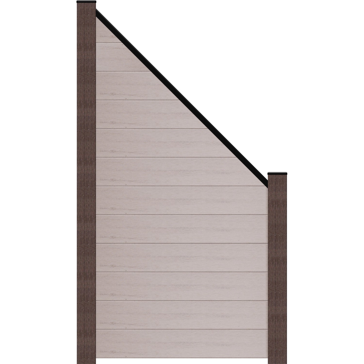 GroJa Steckzaun Solid Abgeschrägt 90 cm x 180/90 cm x 1,9 cm Bi-Color Sand