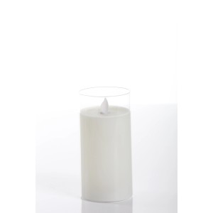 Weiße LED Kerze Echtwachs im Glas (7,5x15cm) für stimmungsvolle Beleuchtung.