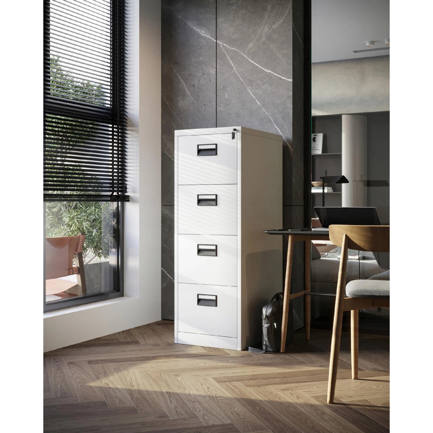 Jan Nowak Aktenschrank mit 4 Schubladen SARA V4 132 x 46 x 62 cm Grau_4