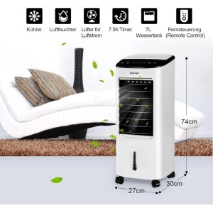 Costway Mobile Klimaanlage Ohne Abluftschlauch 3 In 1 Klimagerät 7 L Wassertank