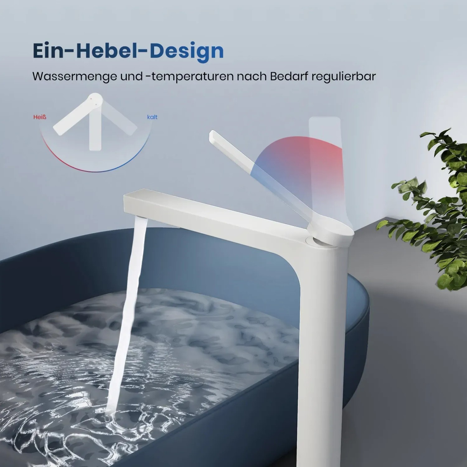 Emke Wasserhahn Waschbeckenarmaturen 335 x 233 x 46 mm Weiß Mischbatterie Küchenarmatur mit Luftsprudler_4