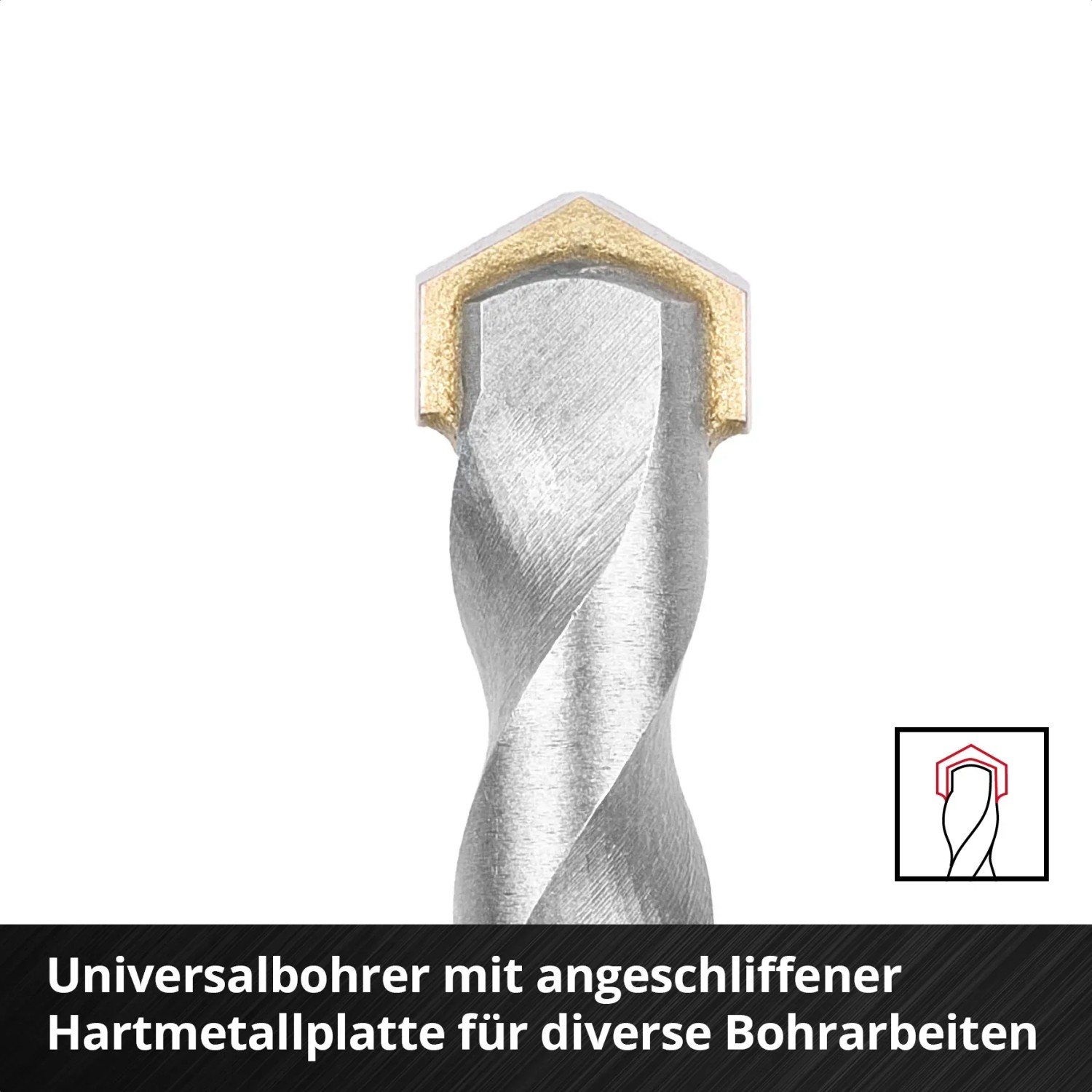 Detailaufnahme Universalbohrer aus dem Einhell Bitset mit Hartmetallspitze.