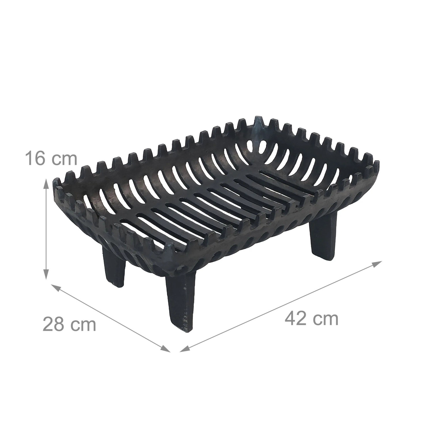 Relaxdays Kaminrost Gusseisen Schwarz mit Standfüßen 16 cm x 42 cm x 28 cm 6,5 kg_4