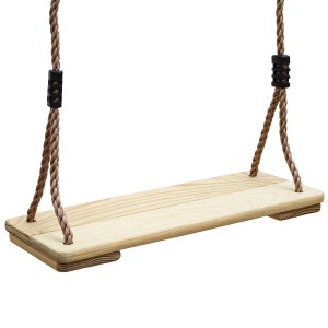 LittleTom Brettschaukel aus Kiefernholz mit Seilen, braun, für Kinder bis 100 kg.