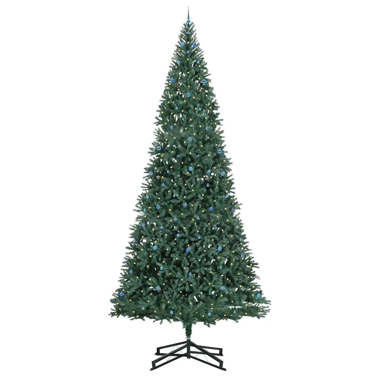 vidaXL Künstlicher Vorbeleuchteter Weihnachtsbaum mit Kugelset Grün 3394849