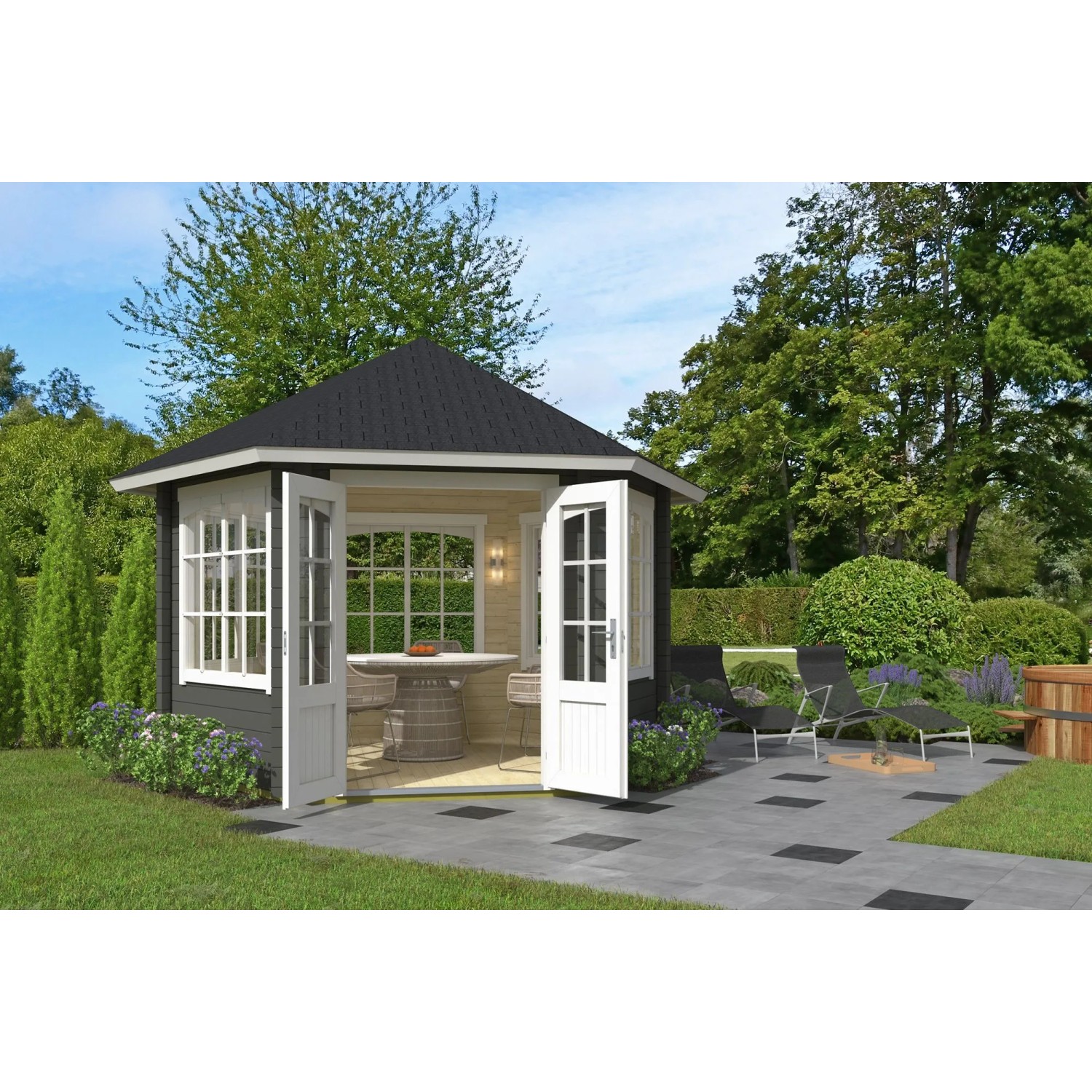 Lasita Pavilion Ilmenau 350 cm x 303,1 cm Grau-Grün