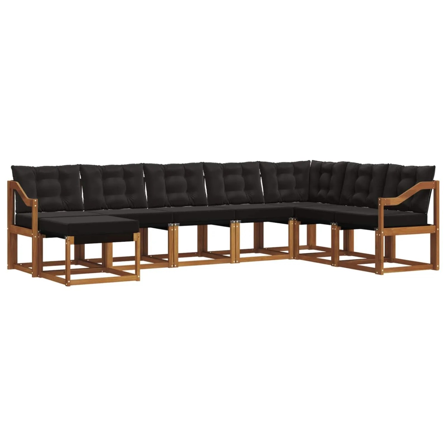 vidaXL Outdoor-Sofagarnitur mit Kissen 8-Tlg Natur und Schwarz 3368963