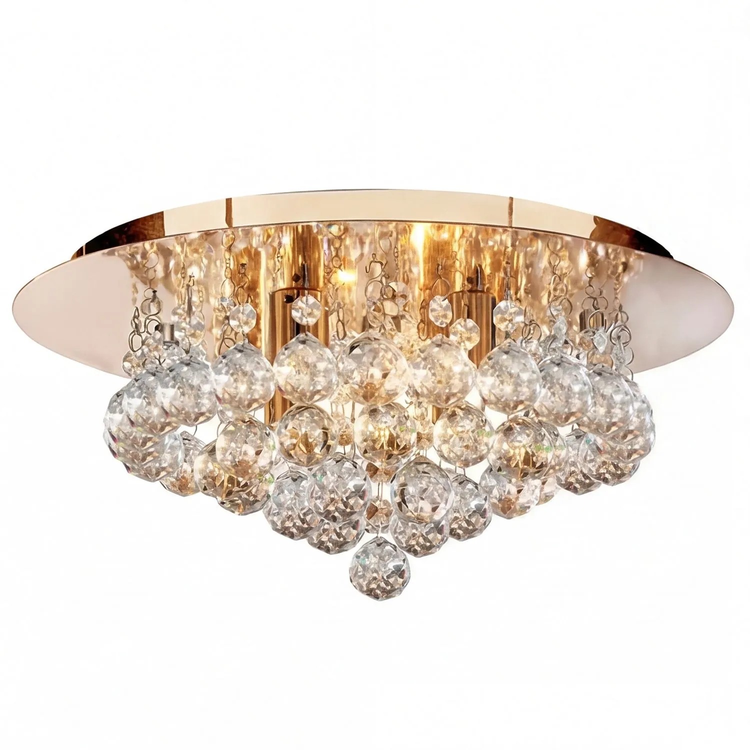 Licht-Erlebnisse Deckenleuchte Kristall Metall Rund Ø 35 CM Glitter In Gold 4-Flammig G9 Hanna